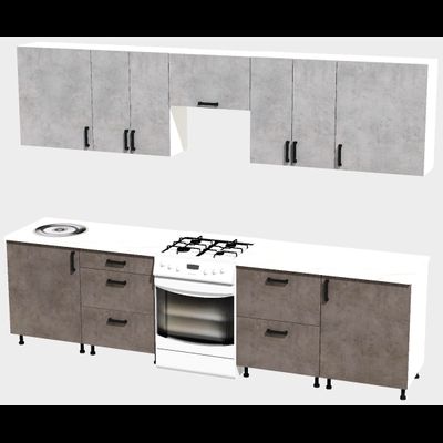 Кухня Эконом 2,4 метра (1200х1200) Цвет: Цемент светлый/Цемент темный