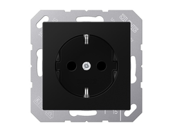 Розетка с заземлением 16А 250V, цвет матовый черный - A - Jung A1520BFSWM