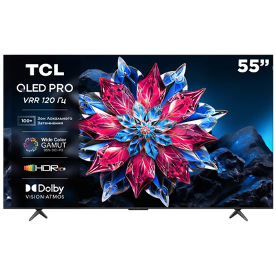 Телевизор TCL 55" 55C655 Pro QLED 4K Smart TV Черный