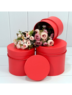 Набор коробок 3в1 "Цилиндр однотонный" 18*17см Красный К001/3