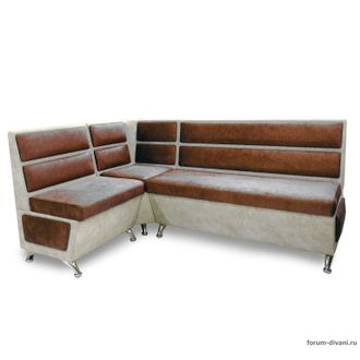 Кухонный Угловой диван "ФОРУМ-1МС", Коричневый/Слоновая кость, Левый