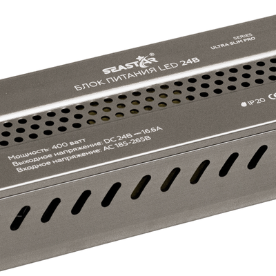 Блок питания 400W 24V IP20 Ultra Slim (24V/16.6A/400W) (SEASTAR/IP20 сетка/2 года)