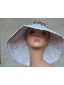 Шляпа с широкими полями и стразами женская летняя
