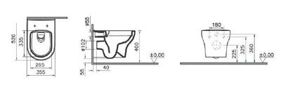 Подвесной безободковый унитаз Vitra Zentrum, 7786B003-0075