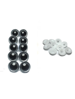 Глаза для кукол с глиттерной вставкой 12 мм, серебро