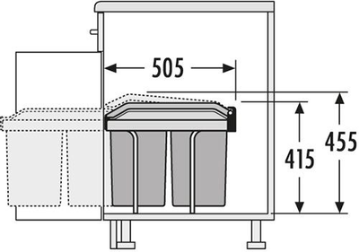 ВСТРАИВАЕМОЕ ВЕДРО ДЛЯ МУСОРА 30Л TANDEM HAILO