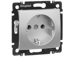 Legrand 770120, Valena Розетка с заземляющим контактом 2P+E, немецкий стандарт, алюминий