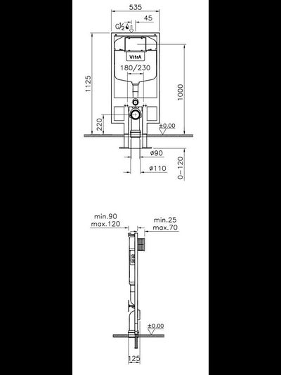 Комплект инсталляции с подвесным унитазом Vitra Normus 9773B003-7200 4в1