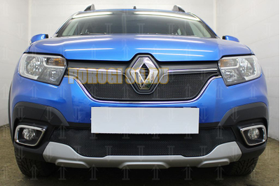 Защита радиатора Renault Logan Stepway 2018- / Renault Sandero Stepway 2018- (black низ)
