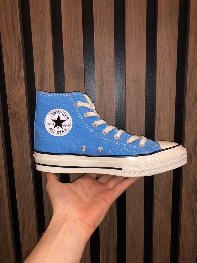 Синие высокие кеды Converse Chuck 70 живое фото
