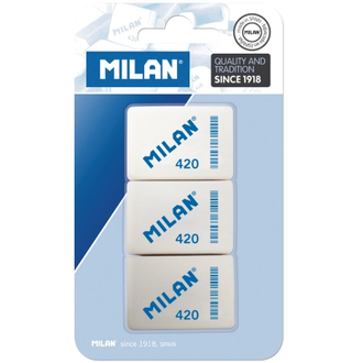 Ластик каучук Milan 420, 3 штуки в блистере (BMM9221)