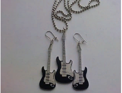 Комплект серьги и кулон Элетрогитара"