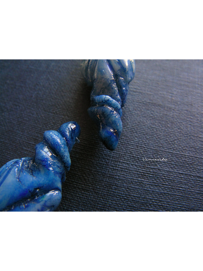 Авторские серьги из холодного фарфора (серьги-капли) &quot;Azur - капельки неба&quot;
