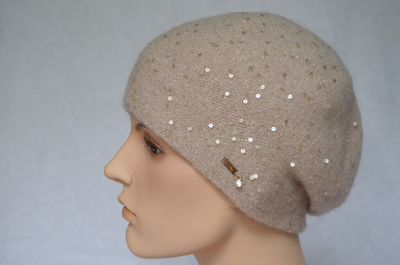 Кремовый женский берет вязаный Vizio Италия 6943