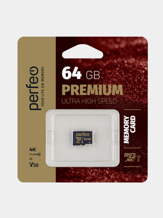 Карта памяти Perfeo microSDXC 64GB High-Capacity (Class 10) UHS-3 w/o Adapter