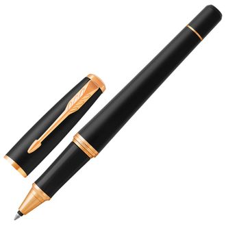 Ручка-роллер подарочная PARKER "Urban Core Muted Black GT", черный матовый лак, позолоченные детали, черная, 1931584