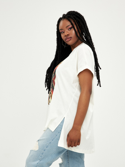 Белая футболка с принтом "зебра"