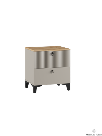 Ника Тумба прикроватная, ПВШ 400*516*410 (мдф бежевый мат-05 / лдсп кашемир + дуб делано)
