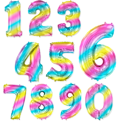 Цифра фольгированная, нежная радуга (102см)