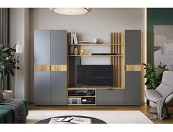 Композиция Гостиной БЕРИ Дуб Крафт золотой/Белое дерево