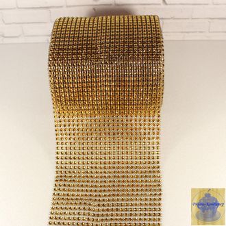 Лента декоративная "Золотые стразы", ширина 12 см ,1 м