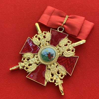 Орден Александра Невского большой с мечами, с бантом из муаровой ленты. Полноразмерная копия LUX! Лот № 66.