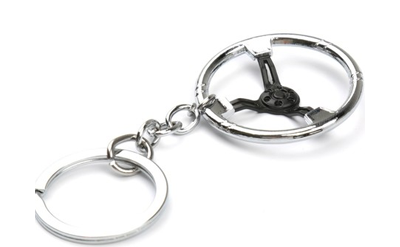 Брелок «РУЛЬ», металл, хром/чёрный