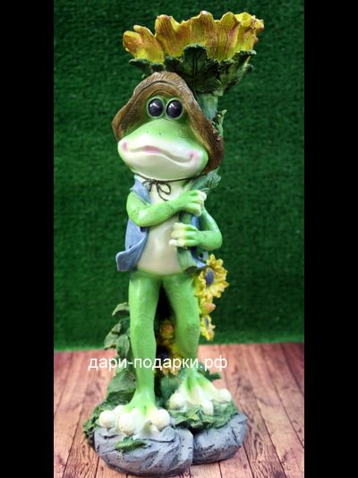 Лягушонок с подсолнухом 45*20см  полистоун Россия 1347-012619