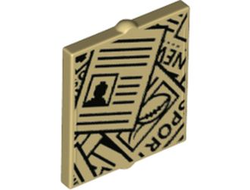 Glass for Window 1 x 2 x 2 Flat Front with Scattered Newspapers Pattern, Tan (60601pb020 / 6275973)