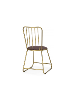 Стул на металлокаркасе Лирион какао велюр / золото