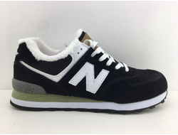 New Balance 574 (черные замша) Зимние