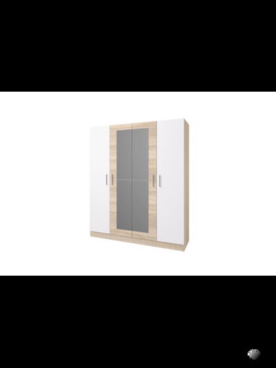 Леси шкаф 4-х створчатый с зеркалами Сонома/Белый