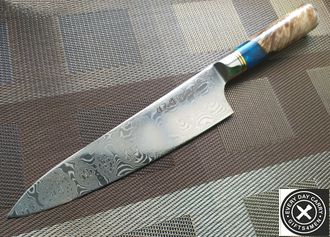 Нож -шеф Custom kitchen knife Damascus