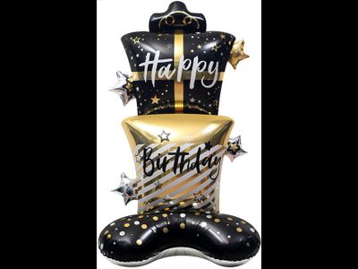 Шар 3D (59''/150 см) Фигура на подставке, Стильные подарки, Черный/Золото