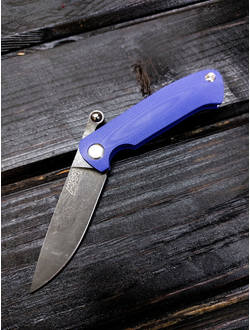 Фрикционный складной нож Микрос сталь К110 BlackWash, рукоять G10, цвет синий