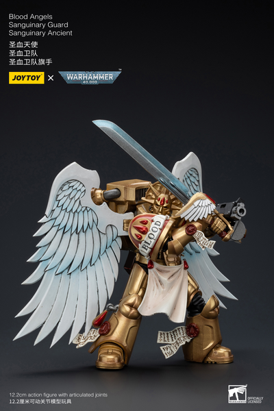 Знаменосец Сангвинарной гвардии Кровавых Ангелов (Warhammer 40k) - КОЛЛЕКЦИОННАЯ ФИГУРКА 1/18 Blood Angels Sanguinary Guard Sanguinary Ancient (JT6199) - JOYTOY
