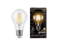 Gauss Filament ЛОН A60 E27 10W(930lm) 2700K 2K прозр. 105x60 филамент (нитевидная), 102802110