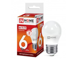 Лампа светодиодная ASD/inHome VC шар P45 E27 6W(540lm) 6500К 6K 83x45 (без пульсации) 0654