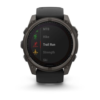 Умные часы Garmin Fenix 8 - 51 мм Solar, Sapphire титановый угольно-серый с DLC-покрытием и черным ремешком (010-02907-11)
