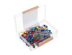 НАБОР БУЛАВОК 100ШТ В ПЛАСТИКОВОЙ КОРОБКЕ, МЕТАЛЛ