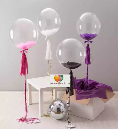 Шар "Bubbles" с декором "Перья" 61 см