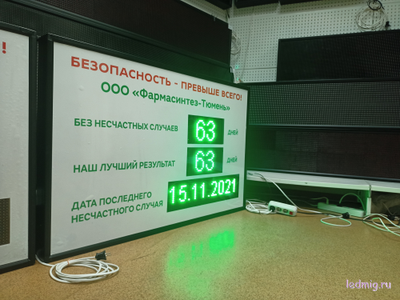 Электронное табло без несчастных случаев, наш лучший результат, дата последнего несчастного случая 850*1330