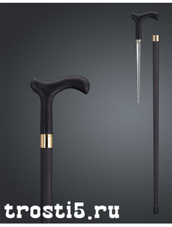 черная трость из ясеня с клинком и байонетным механизмом деревянная трость с клинком на заказ