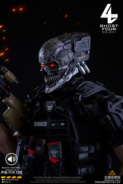 Голова (скульпт) Кибер-череп с LED-подсветкой - 1/6 GHOST FOUR (GS-001) -  Military Empire