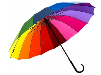 Зонт-трость Радуга 16 спиц, ручка-крючок (большой купол 120см)