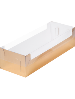 Коробка для рулета с  пластиковой крышкой  золото, 300*110*80 мм