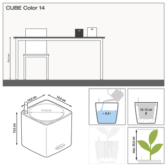 Кашпо с автополивом Lechuza Cube Color белый фактурный (14 см)