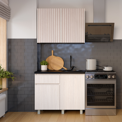 Кухня Тренд 1,0м Ясень белый, черный мрамор