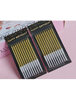 Свечи для торта "Спираль" (11см, золото),  10 шт./уп.