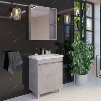 Зеркало-шкаф "Осло-60" бетон светлый